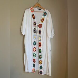 DAVI & DANI Crochet Boho Cardigan wrap kimono granny square swimsuit cover